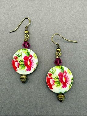 Handcrafted Pink Floral Drop Earrings - Women Jewelry